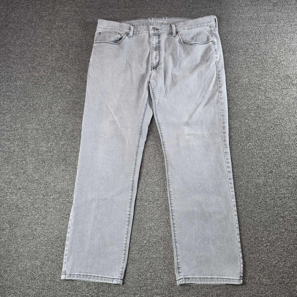 Mott & Bow Slim Fit Jeans Gray Mens 38x30 Stone Wash Stretch Denim Casual Wear